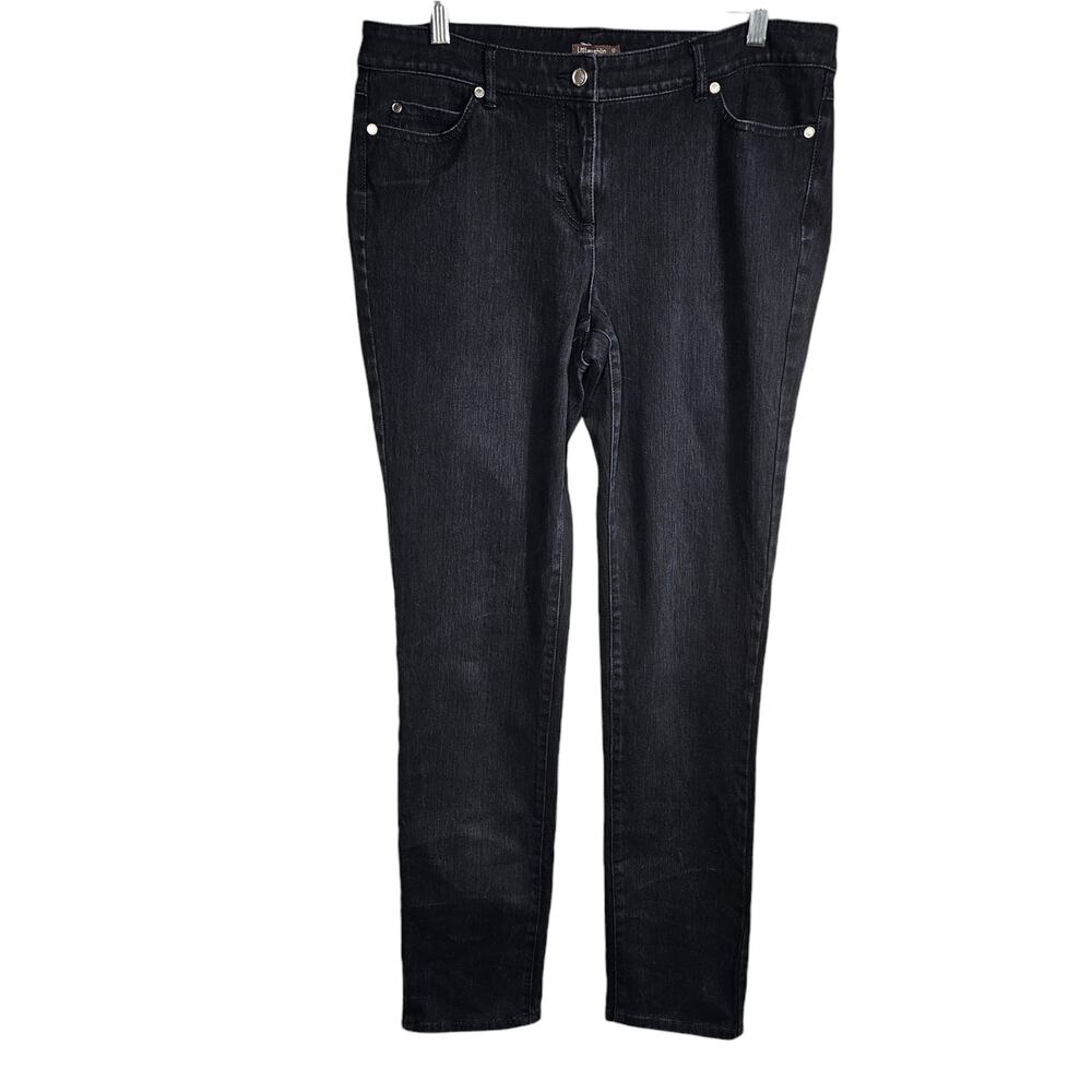 J. McLaughlin Black Straight Leg Mid Rise Cotton/Spandex Denim Jeans Size 12
